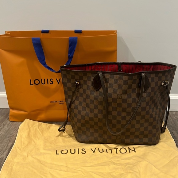 Louis Vuitton Neverfull MM Damier Ebene Tote Shoulder Bag Handbag - Picture 2 of 16